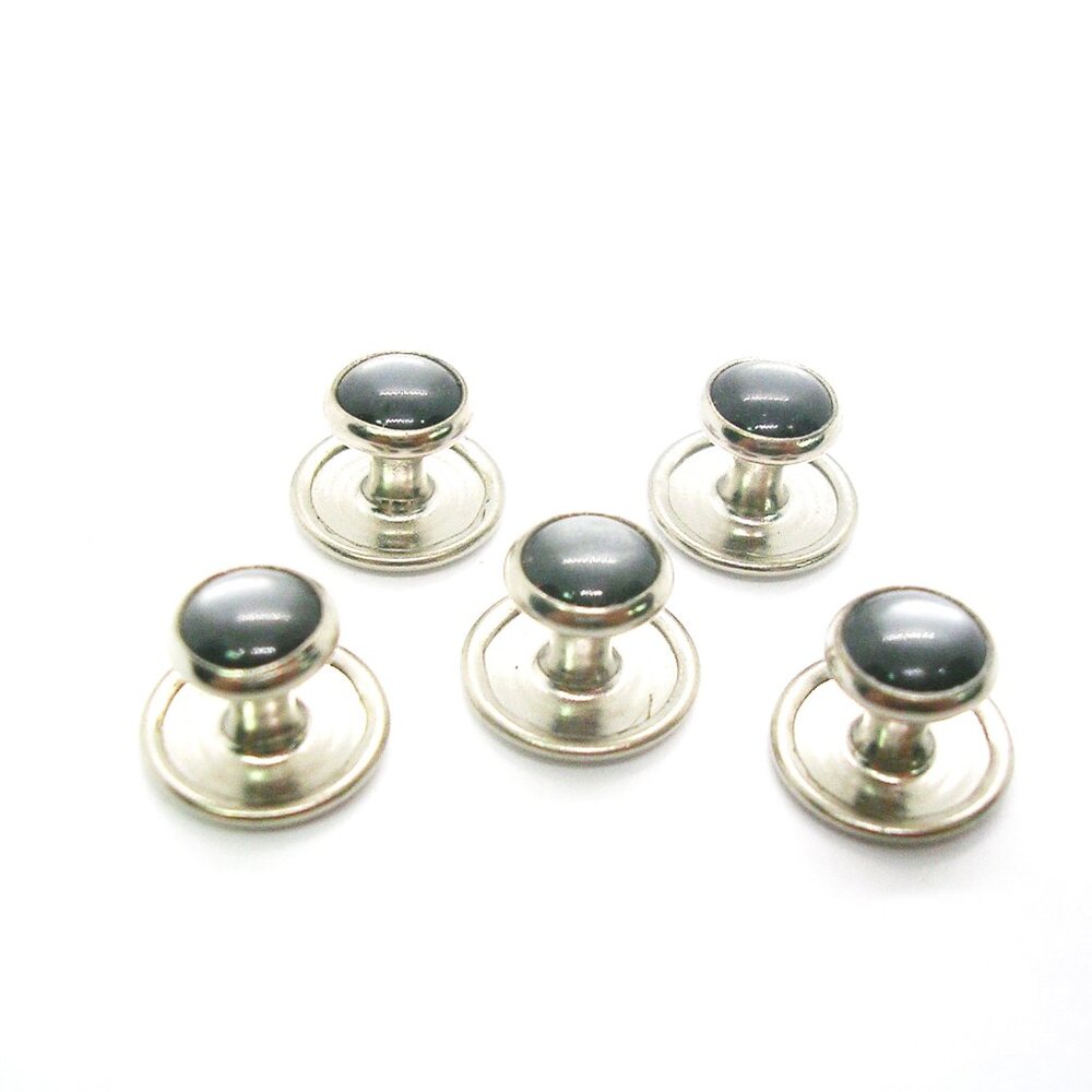Tuxedo Studs lot of 5 Faux gray Mother of Pearl silver tone Men Suit Accessory